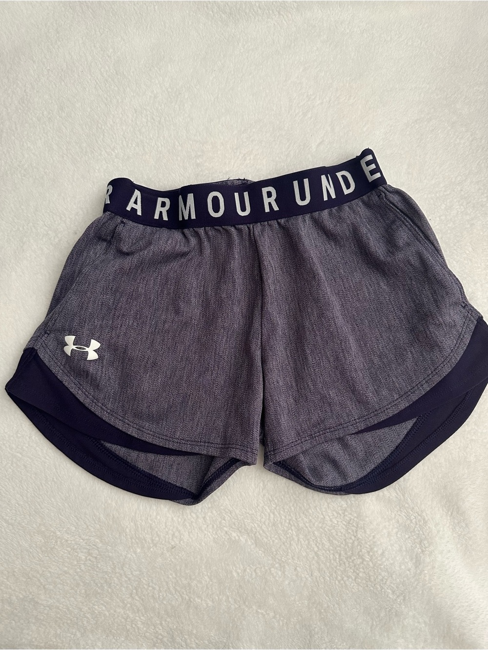 Under Armour Women's Heather Purple Athletic Shorts with Branded Waistband
